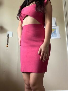 Hot Pink Cutout Pencil Skirt